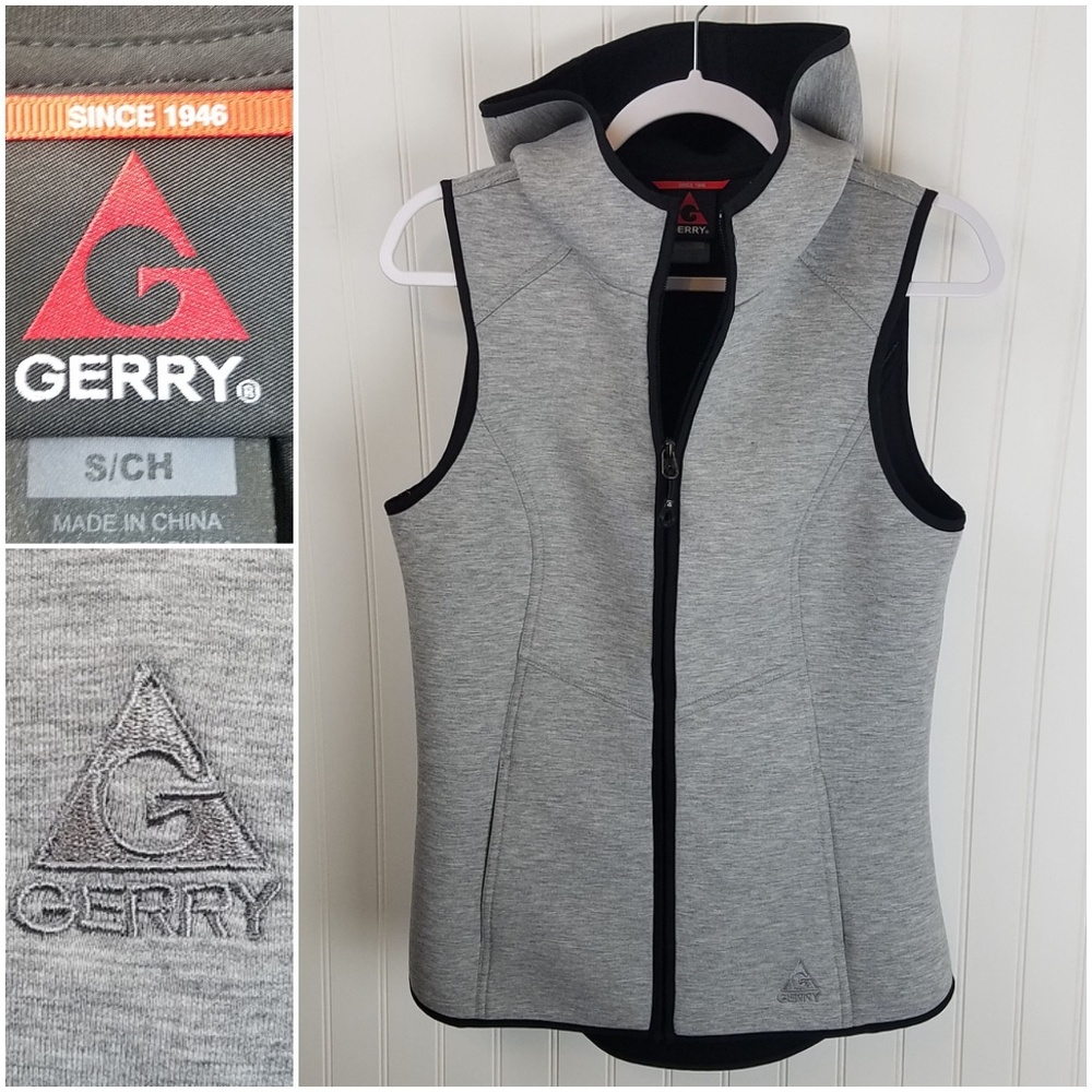 Gerry Gray Hooded Running Jacket Vest Scuba Style